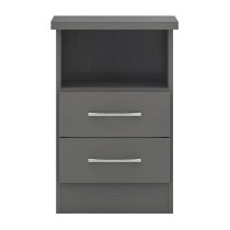 Mack Wooden Bedside Cabinet With 2 Drawers In Grey