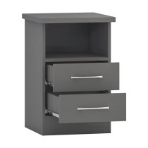 Mack Wooden Bedside Cabinet With 2 Drawers In Grey