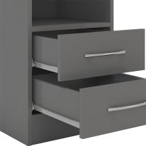 Mack Wooden Bedside Cabinet With 2 Drawers In Grey