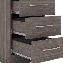 Mack Wooden Bedside Cabinet With 3 Drawers In Black Wood Grain