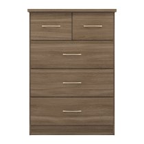 Mack Wide Wooden Chest Of 5 Drawers In Rustic Oak