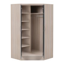 Mack Wooden Wardrobe Corner With 2 Doors Grey Gloss Front