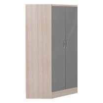 Mack Wooden Wardrobe Corner With 2 Doors Grey Gloss Front