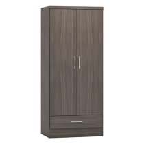 Mack Wooden Wardrobe With 2 Doors 1 Drawer In Black