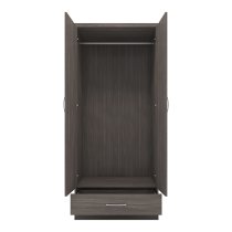 Mack Wooden Wardrobe With 2 Doors 1 Drawer In Black