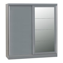 Mack Mirrored Sliding Wardrobe With 2 Doors Grey Gloss Front