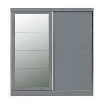 Mack Mirrored Sliding Wardrobe With 2 Doors Grey Gloss Front