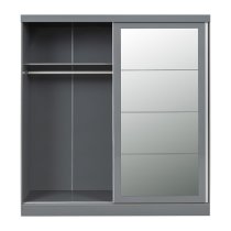 Mack Mirrored Sliding Wardrobe With 2 Doors Grey Gloss Front