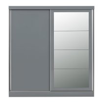 Mack Mirrored Sliding Wardrobe With 2 Doors Grey Gloss Front