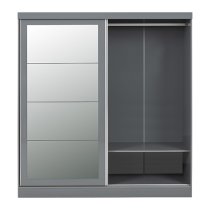 Mack Mirrored Sliding Wardrobe With 2 Doors Grey Gloss Front