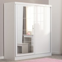 Mack Mirrored High Gloss Sliding Wardrobe With 2 Doors In White