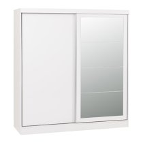 Mack Mirrored High Gloss Sliding Wardrobe With 2 Doors In White