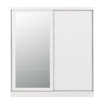 Mack Mirrored High Gloss Sliding Wardrobe With 2 Doors In White