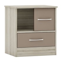 Mack Wooden Bedside Cabinet With 1 Drawer In Oyster Gloss Front