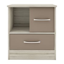 Mack Wooden Bedside Cabinet With 1 Drawer In Oyster Gloss Front