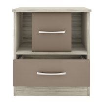 Mack Wooden Bedside Cabinet With 1 Drawer In Oyster Gloss Front