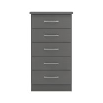 Mack Wooden Chest Of 5 Drawers In Grey