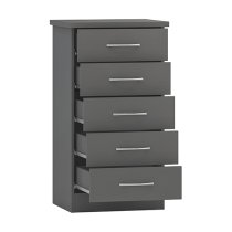 Mack Wooden Chest Of 5 Drawers In Grey