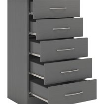 Mack Wooden Chest Of 5 Drawers In Grey