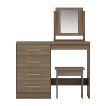 Mack Wooden Dressing Table Set With 4 Drawers In Rustic Oak