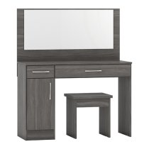 Mack Wooden Vanity And Dressing Table Set In Black Wood Grain