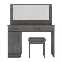 Mack Wooden Vanity And Dressing Table Set In Black Wood Grain