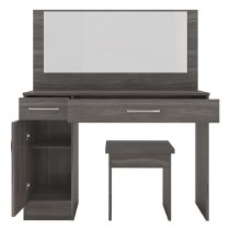 Mack Wooden Vanity And Dressing Table Set In Black Wood Grain