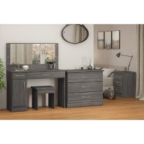 Mack Wooden Vanity And Dressing Table Set In Black Wood Grain