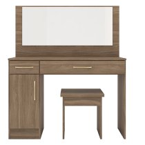 Mack Wooden Dressing Table Set With 2 Drawers In Rustic Oak