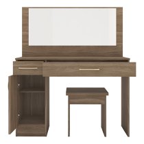 Mack Wooden Dressing Table Set With 2 Drawers In Rustic Oak