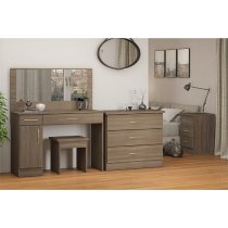 Mack Wooden Dressing Table Set With 2 Drawers In Rustic Oak