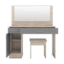 Mack Gloss Vanity And Dressing Table Set In Grey And Light Oak