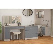 Mack Gloss Vanity And Dressing Table Set In Grey And Light Oak