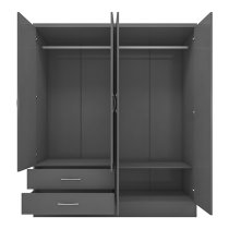 Mack Wooden Wardrobe With 4 Doors 2 Drawers In Grey