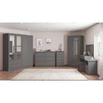 Mack Wooden Wardrobe With 4 Doors 2 Drawers In Grey