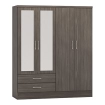 Mack Wooden Wardrobe With 4 Doors 2 Drawers In Black