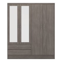 Mack Wooden Wardrobe With 4 Doors 2 Drawers In Black