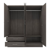 Mack Wooden Wardrobe With 4 Doors 2 Drawers In Black