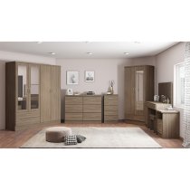 Mack Mirrored Wardrobe With 4 Door 2 Drawer In Rustic Oak Effect