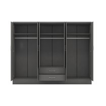 Mack Wooden Wardrobe With 6 Doors 2 Drawers In Grey