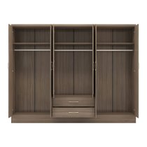 Mack Wooden Wardrobe With 6 Doors 2 Drawers In Rustic Oak