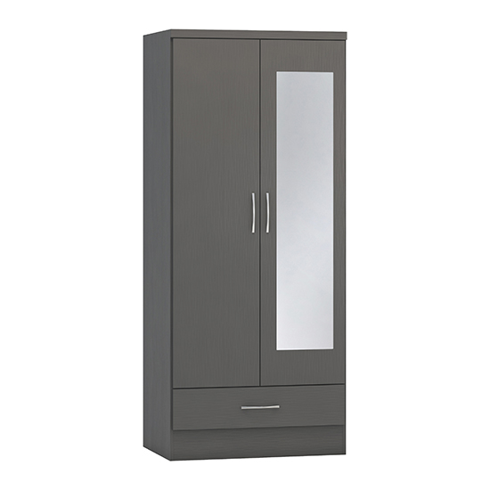 Mack Wooden Wardrobe With 2 Doors In Grey