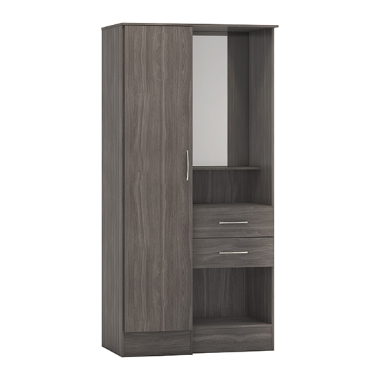 Mack Wooden Wardrobe With 1 Door 2 Drawers In Black