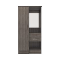 Mack Wooden Wardrobe With 1 Door 2 Drawers In Black