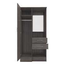 Mack Wooden Wardrobe With 1 Door 2 Drawers In Black