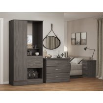 Mack Wooden Wardrobe With 1 Door 2 Drawers In Black