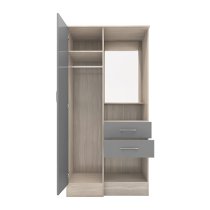 Mack Gloss Vanity Wardrobe With 1 Door In Grey And Light Oak