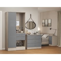 Mack Gloss Vanity Wardrobe With 1 Door In Grey And Light Oak