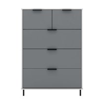 Madric High Gloss Chest Of 5 Drawers In Grey And White