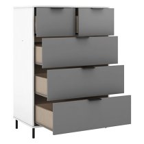 Madric High Gloss Chest Of 5 Drawers In Grey And White